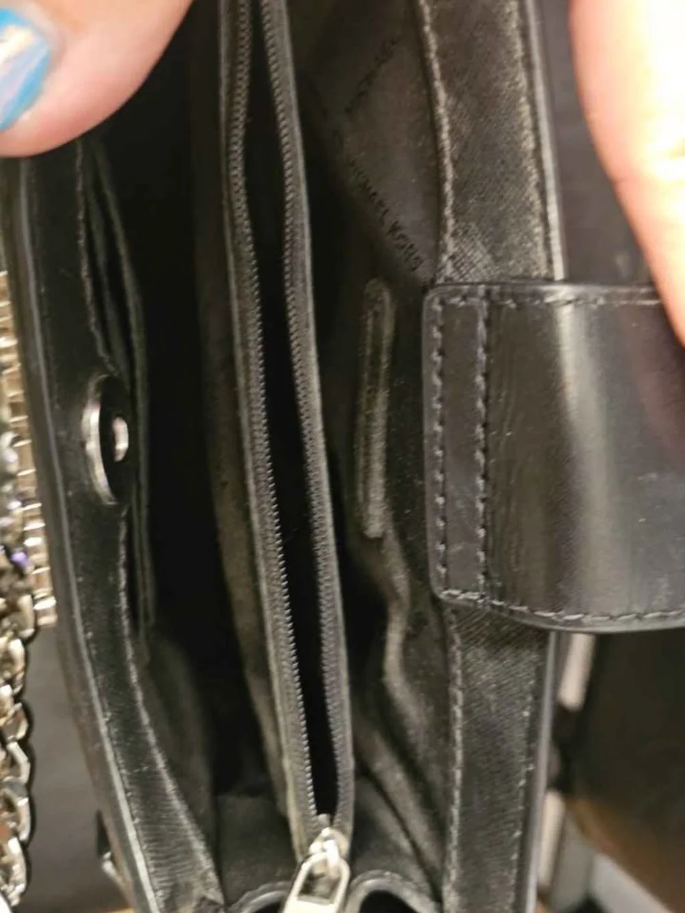Michael Kors Black Leather Chain Strap Crossbody